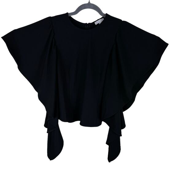 Leith Black Short Batwing Sleeve Round Neck Stretchy Blouse Size S - Picture 1 of 6
